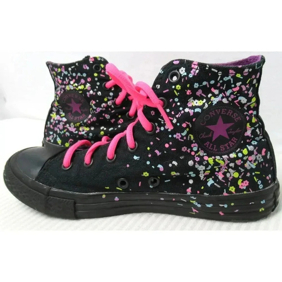 Converse Chuck Taylor All Star Shoes Confetti High Top Lace Up Sneakers Junior - Picture 5 of 9